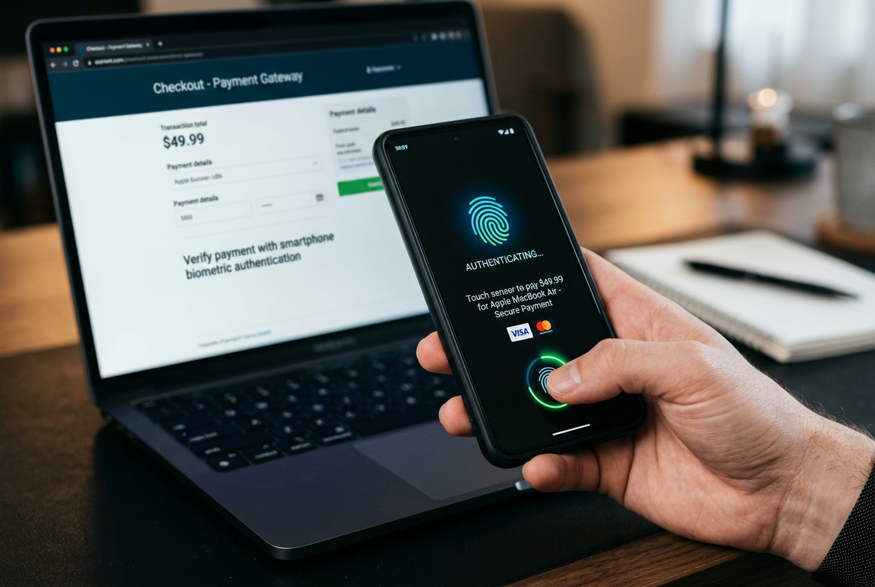 Smartphone biometric authentication for secure online casino transactions