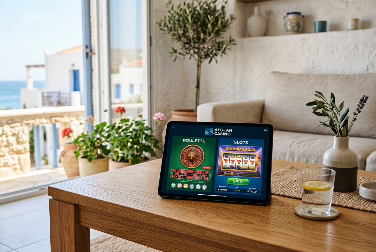 High-end online casino interface on a tablet.